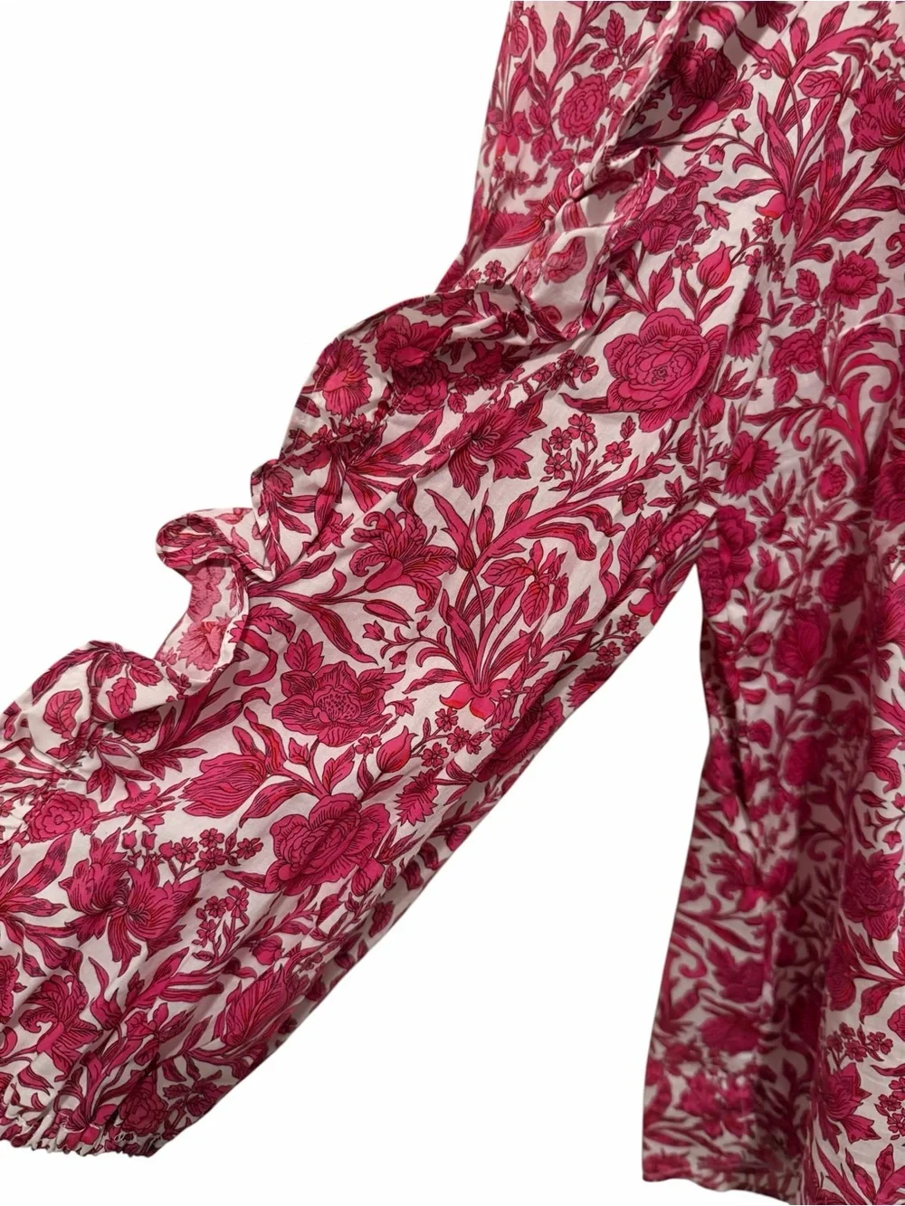 J. Crew Rose-Print Long Sleeve Scoop Neck Blouse Ruffle Sleeves NWOT Small
